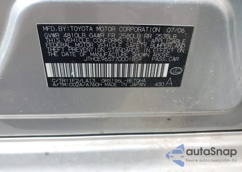 2007 Lexus Gs 350 350 z USA, uszkodzony, nr VIN JTHCE96S770001859